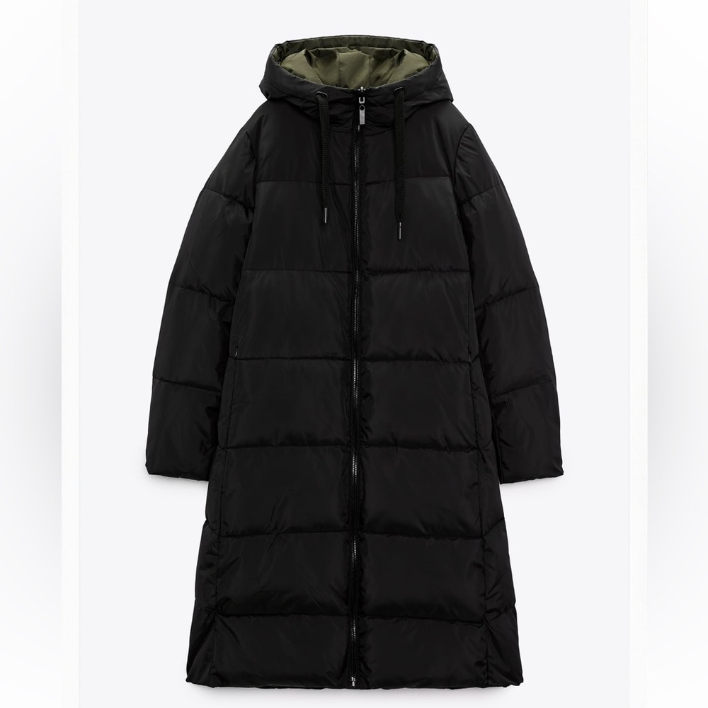 Zara reversible long puffer coat